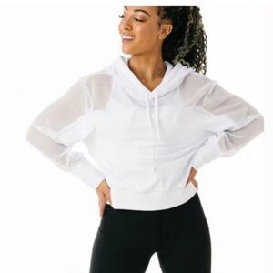 Women's White Mesh Hoodie